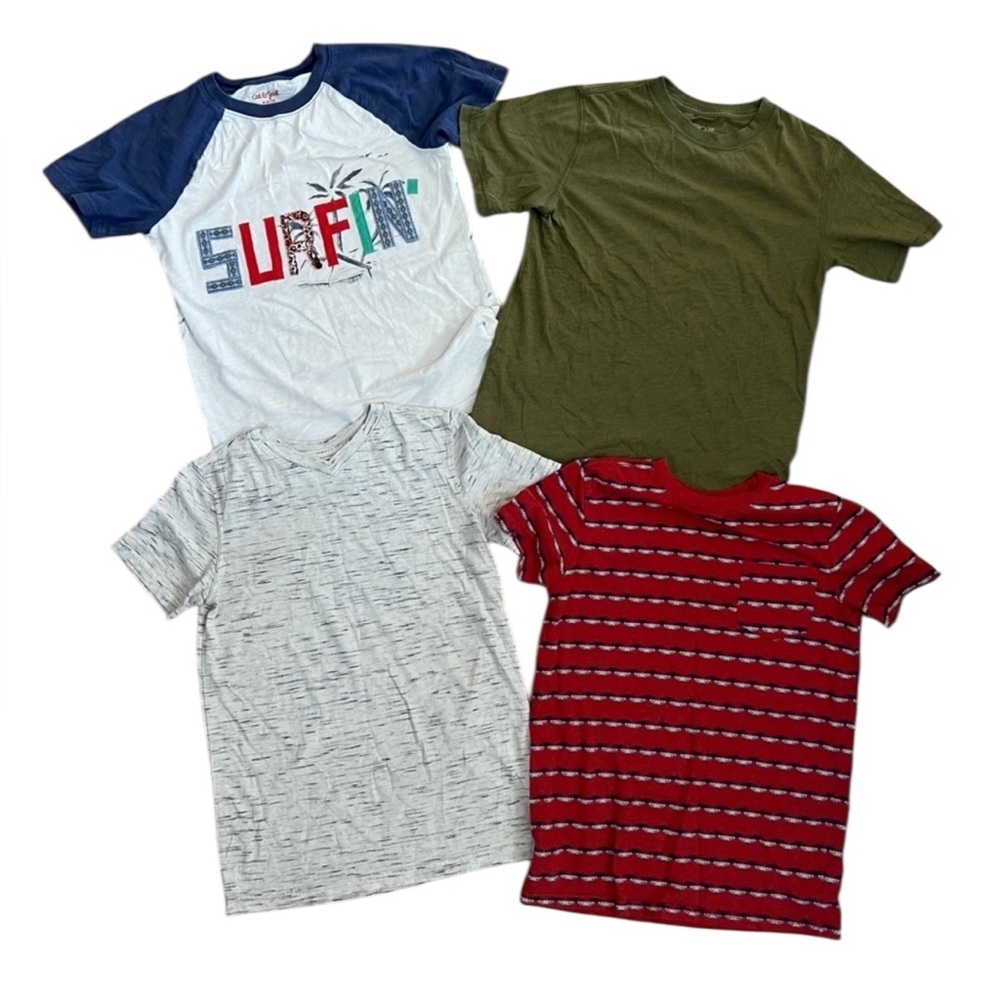 Lot of 4 Boys Short Sleeve T-Shirts Tops 8-10 Various Brands